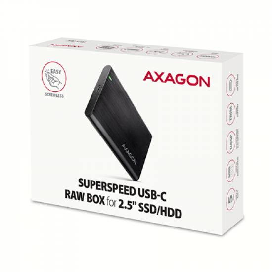 AXAGON Screwless aluminum USB 3.2 Gen 1 - SATA 6G external box for 2.5