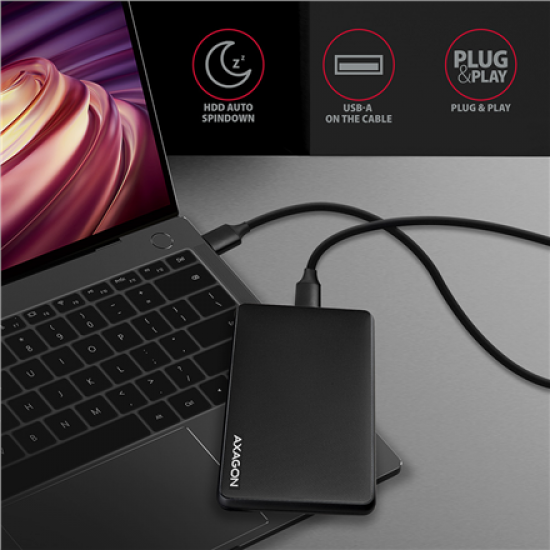 AXAGON Screwless USB 3.2 Gen 1 - SATA 6G external box for 2.5