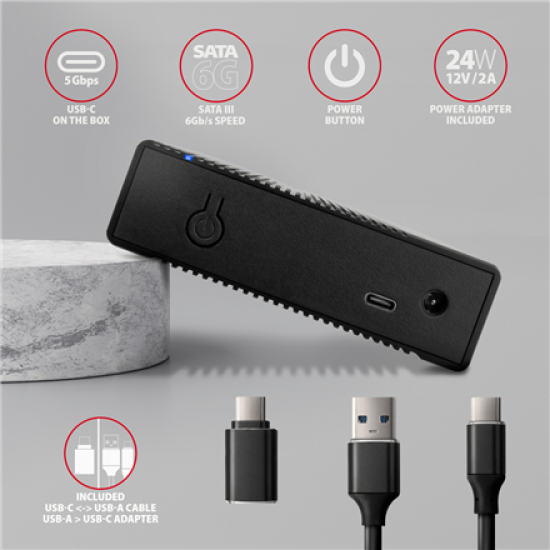 AXAGON Ribbed aluminum USB 3.2 Gen 1 - SATA 6G external box for 3.5
