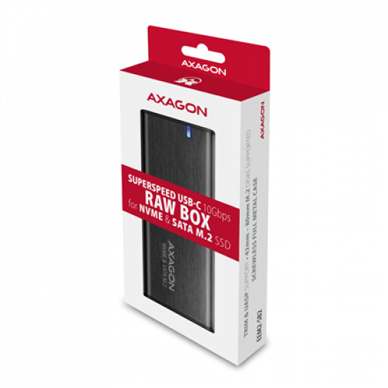 AXAGON External USB-C 3.2 Gen 2 metal box for M.2 NVMe & SATA SSD disks | EEM2-SB2