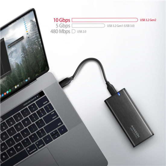 AXAGON External USB-C 3.2 Gen 2 metal box for M.2 NVMe & SATA SSD disks | EEM2-SB2