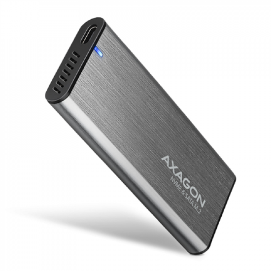 AXAGON External USB-C 3.2 Gen 2 metal box for M.2 NVMe & SATA SSD disks | EEM2-SG2