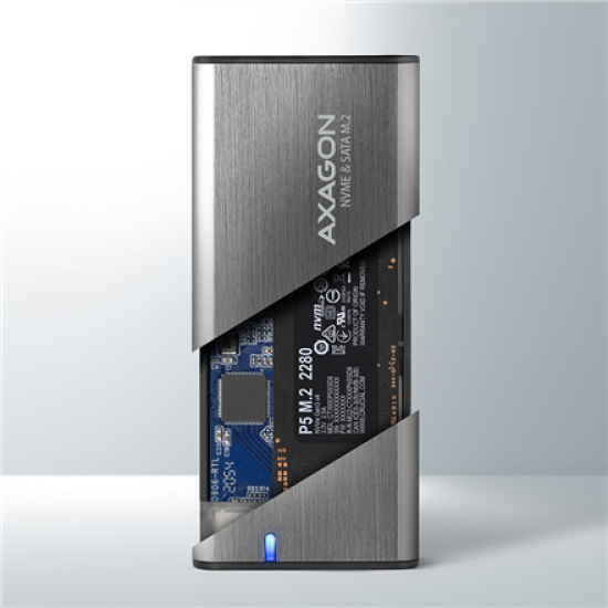 AXAGON External USB-C 3.2 Gen 2 metal box for M.2 NVMe & SATA SSD disks | EEM2-SG2