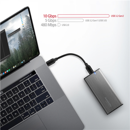 AXAGON External USB-C 3.2 Gen 2 metal box for M.2 NVMe & SATA SSD disks | EEM2-SG2