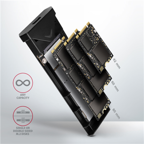 AXAGON External USB-C 10Gbps metal box for M.2 NVMe SSD disks | EEM2-UB2