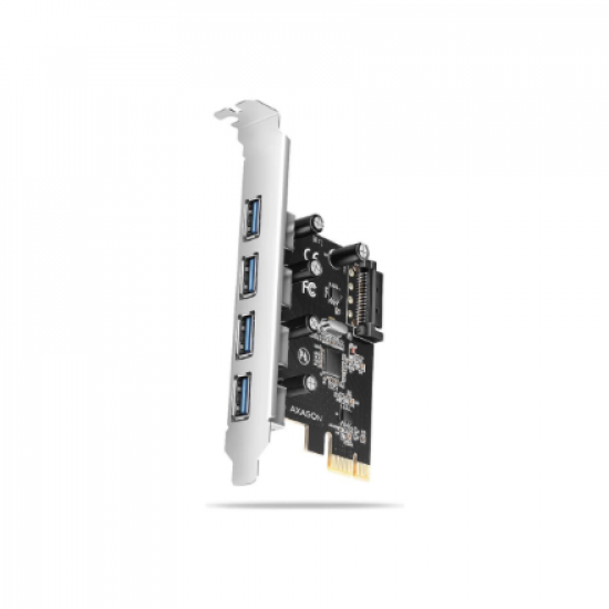 AXAGON PCI-Express card with four external USB-A 5Gbps ports | PCEU-430RS