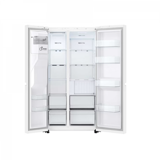 LG Refrigerator | GSLC40SWPE | Energy efficiency class E | Free standing | Side by side | Height 179 cm | Fridge net capacity 417 L | Freezer net capacity 221 L | Display | 36 dB | White