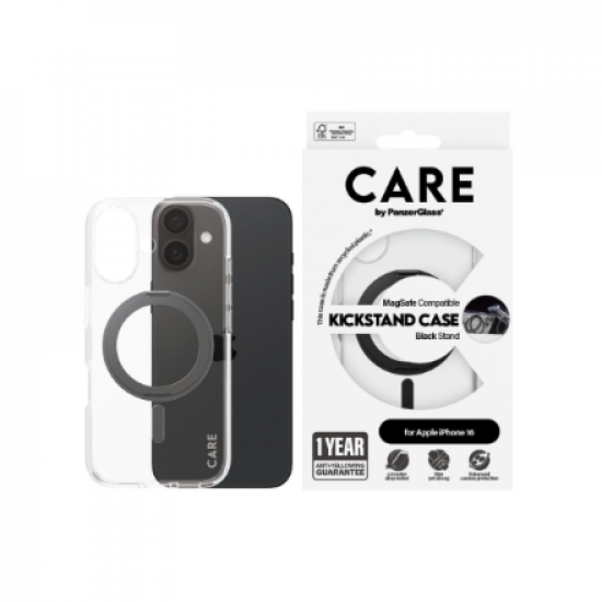 CARE Feature Case | Back cover | Apple | iPhone 16 | Recycled plastic | Transparent | MagSafe
