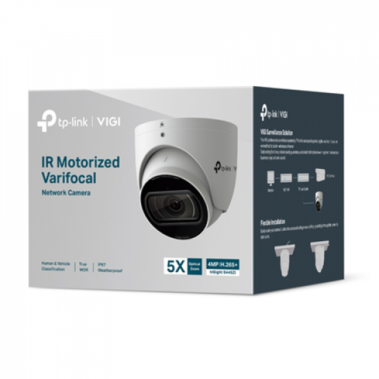 TP-LINK | VIGI 4MP IR Motorized Varifocal Turret Network Camera | InSight S445ZI | 4 MP | 2.7-13.5 mm/ 	F1.6 | Power over Ethernet (PoE) | IP67 | H.265+ | Micro SD, Max. 512 GB