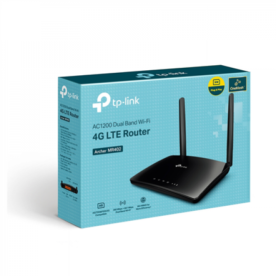 TP-LINK AC1200 Wireless Dual Band 4G LTE Router | Archer MR402 | 802.11ac | 10/100 Mbit/s | Mesh Support No | MU-MiMO No | No mobile broadband