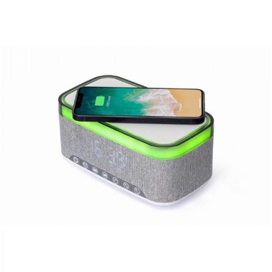 Gembird Digital Alarm Clock with Speaker and Charging Function | DAC-SPKBT-QC15-GR | Bluetooth | Wireless connection