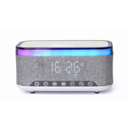 Gembird Digital Alarm Clock with Speaker and Charging Function | DAC-SPKBT-QC15-GR | Bluetooth | Wireless connection