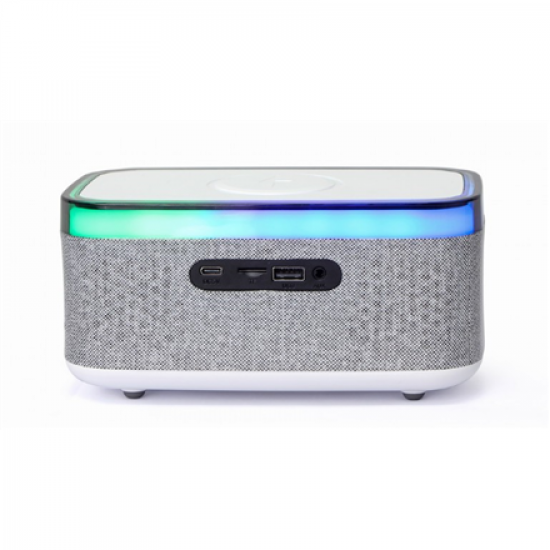 Gembird Digital Alarm Clock with Speaker and Charging Function | DAC-SPKBT-QC15-GR | Bluetooth | Wireless connection