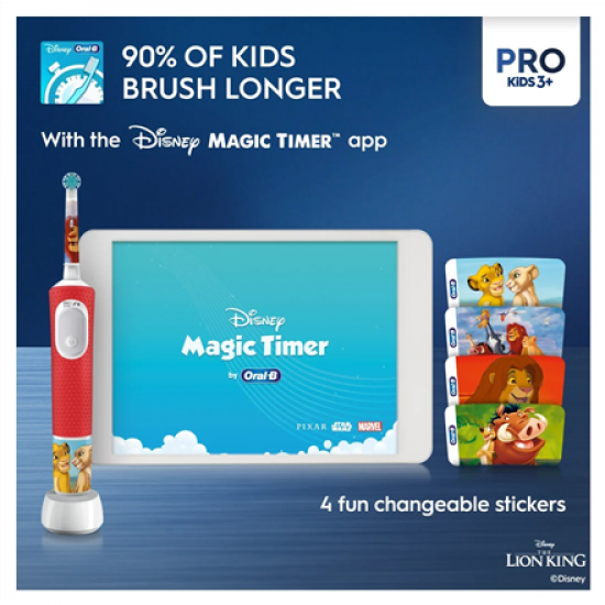 Braun | Electric Toothbrush | Vitality PRO Kids 3+ Lion King | Rechargeable | For children | Number of brush heads included 1 | Number of teeth brushing modes 2