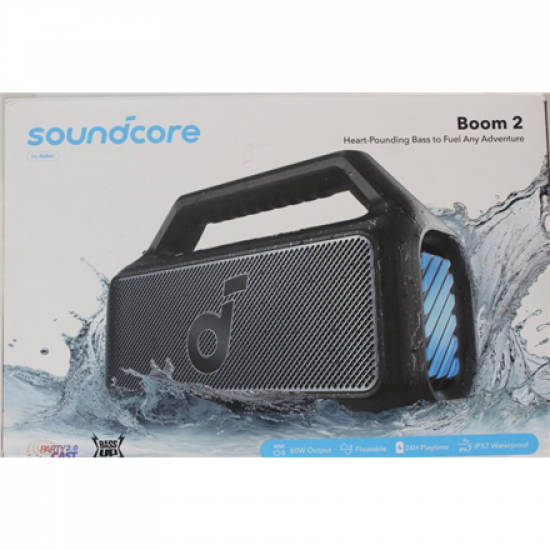 SALE OUT. Anker Soundcore Boom 2 Bluetooth Speaker, Black | Anker Soundcore | Portable Bluetooth Speaker | Boom 2 | DEMO | 80 W | Bluetooth | Phantom Black | Portable | Wireless connection