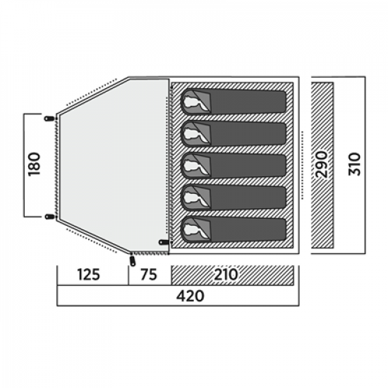 Easy Camp Family tent | Kinn 5 | 5 person(s) | Green