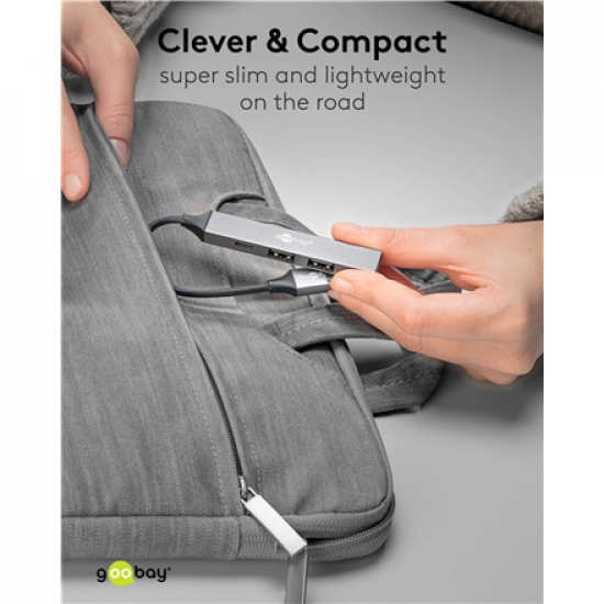 Goobay Slim 4-Port USB Hub, USB-A to USB-C/USB-A, 5 Gbit/s | 74458