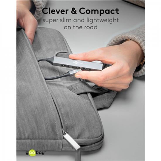 Goobay Slim 4-Port USB Hub, USB-C to USB-A, 5 Gbit/s | 74457