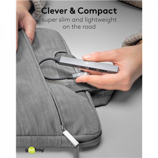 Goobay Slim 5-Port USB Hub, USB-C to USB-C/USB-A, 5 Gbit/s | 74460