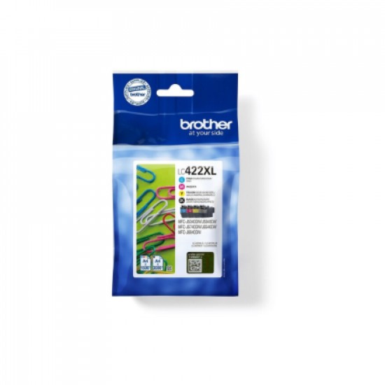 Brother LC422XLVAL | Ink Cartridge | Black, Cyan, Magenta, Yellow