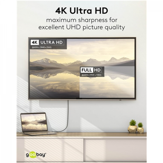 Goobay USB-C to DisplayPort Cable 4K at 60 Hz, 1 m | 75704