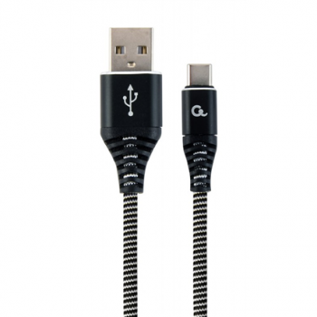 Cablexpert | Premium cotton braided Type-C USB charging and data cable, 1 m | CC-USB2B-AMCM-1M-BW