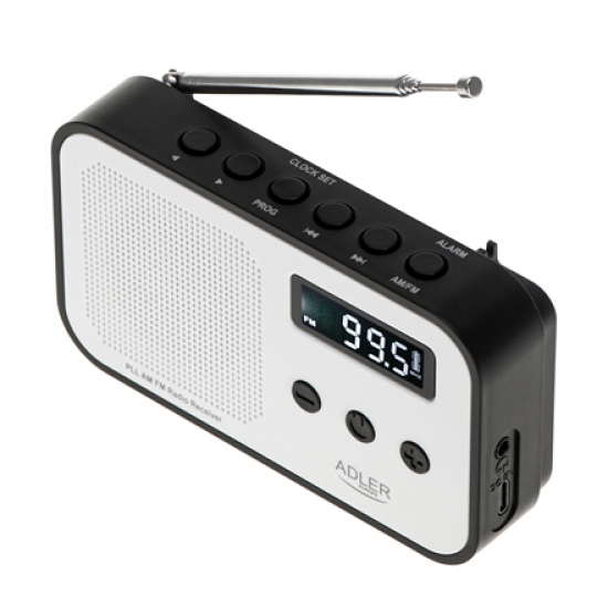 Adler | Digital radio PLL AM/FM | AD 1907 | Alarm function | White/Black