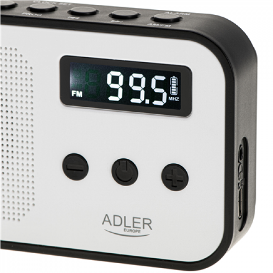 Adler | Digital radio PLL AM/FM | AD 1907 | Alarm function | White/Black
