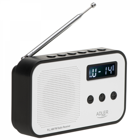 Adler | Digital radio PLL AM/FM | AD 1907 | Alarm function | White/Black
