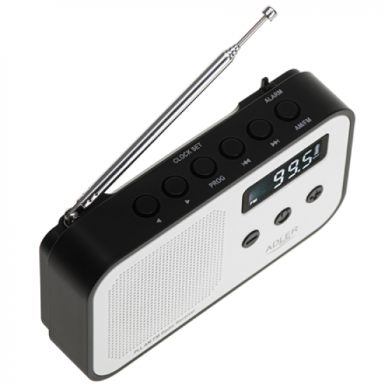 Adler | Digital radio PLL AM/FM | AD 1907 | Alarm function | White/Black