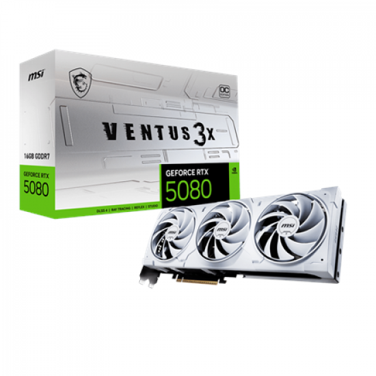 MSI GeForce RTX 5080 16G VENTUS 3X OC WHITE | NVIDIA | 16 GB | GeForce RTX 5080 | GDDR7 | HDMI ports quantity 1 | PCI Express Gen 5