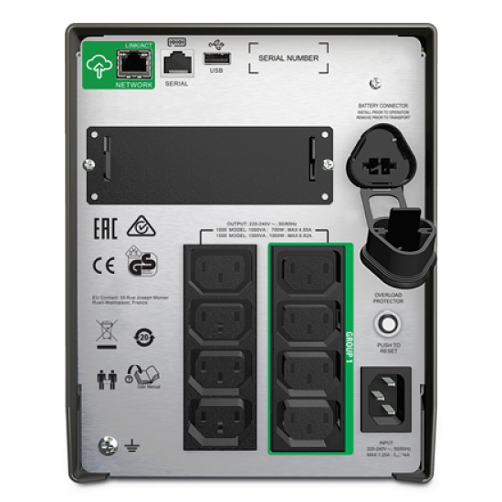 Schneider Electric APC Smart-UPS, Tower, 8x IEC C13 outlets, SmartConnect Port+SmartSlot, AVR, LCD | SMT1000IC | 1000 VA | 700 W | 230 V