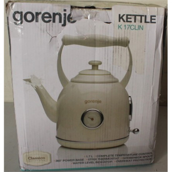 SALE OUT.  | SALE OUT. | Gorenje | Kettle | K17CLIN | Electric | 2000 W | 1.7 L | Plastic/Metal | 360° rotational base | Ivory | DAMAGED PACKAGING