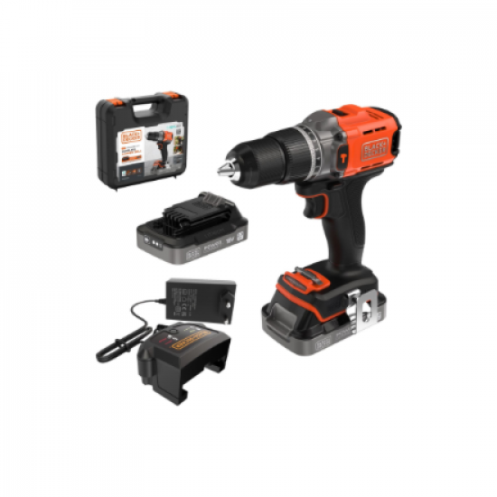BLACK & DECKER 18V Drill Driver with 2x2.0 Ah Batteries | BCD383D2XK-QW