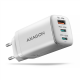 AXAGON GaN wallcharger 3x port (USB-A + 2x USB-C), PD3.0/PPS/QC4+/SFC2.0/AFC/SCP/FCP/Apple, 65W | ACU-DPQ65W