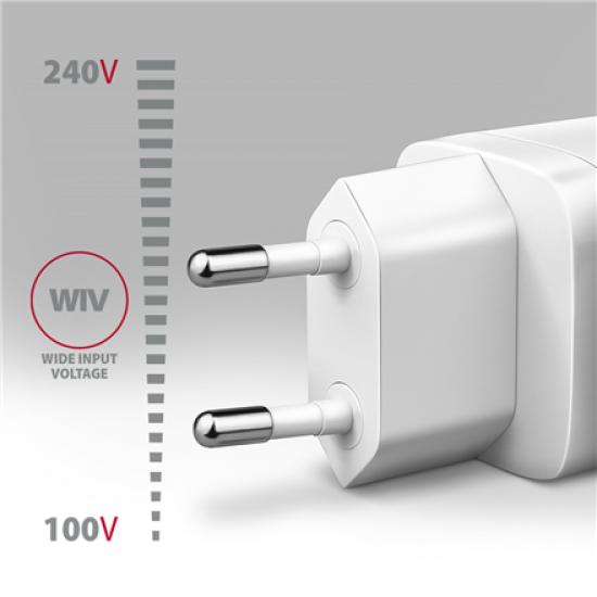 AXAGON Wallcharger 1x port USB-C, PD3.0 / PPS /QC4+/AFC/FCP/Apple, 20W | ACU-PD20W