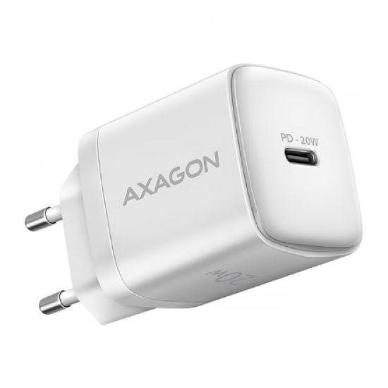 AXAGON Wallcharger 1x port USB-C, PD3.0 / PPS /QC4+/AFC/FCP/Apple, 20W | ACU-PD20W