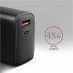 AXAGON GaN wallcharger 2x port (USB-A + USB-C), PD3.0/PPS/QC4+/SFC2.0/AFC/SCP/FCP/Apple, 45W | ACU-PQ45