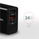 AXAGON Dual wallcharger 240V/2x USB port QC3.0/AFC/FCP and 5V-1.2A, 24W | ACU-QS24
