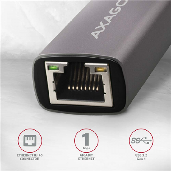 AXAGON ADE-TR Compact aluminum USB 3.2 Gen 1 Gigabit Ethernet 10/100/1000Mbit adapter with automatic installation