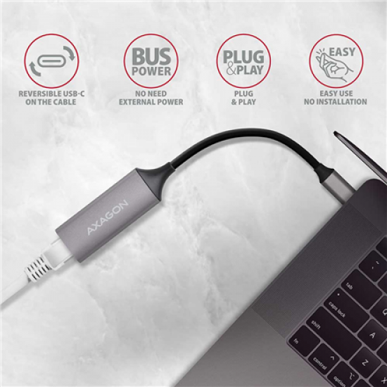 AXAGON ADE-TRC Compact aluminum USB-C 3.2 Gen 1 Gigabit Ethernet 10/100/1000Mbit adapter with automatic installation