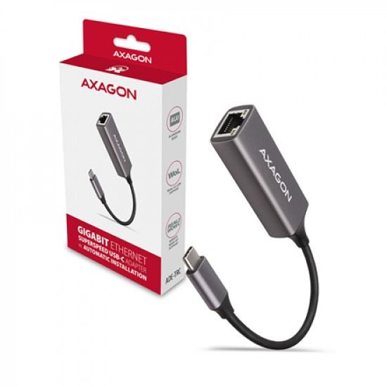 AXAGON ADE-TRC Compact aluminum USB-C 3.2 Gen 1 Gigabit Ethernet 10/100/1000Mbit adapter with automatic installation