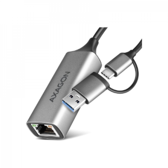 AXAGON ADE-TXCA Compact aluminum USB 3.2 Gen 1 Gigabit Ethernet 10/100/1000Mbit adapter with automatic installation, Nintendo Switch support and USB C-A reduction