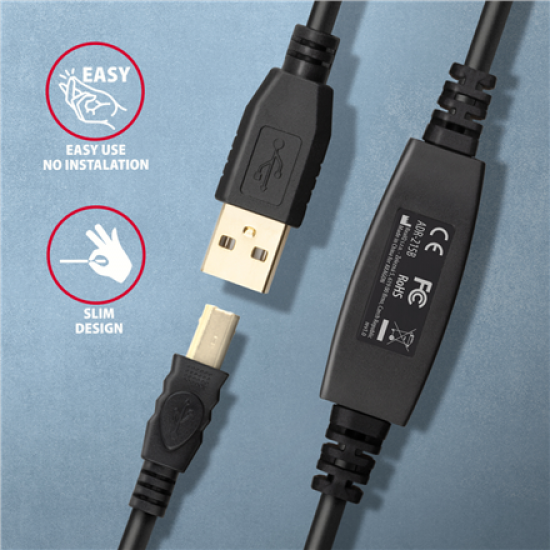 AXAGON USB repeater cable, 15m | ADR-215B | USB Type A - USB Type B