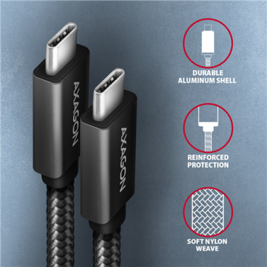 AXAGON Data and charging USB 2.0 cable, 1.5 m | BUCM32-CM15AB | USB-C to USB-C