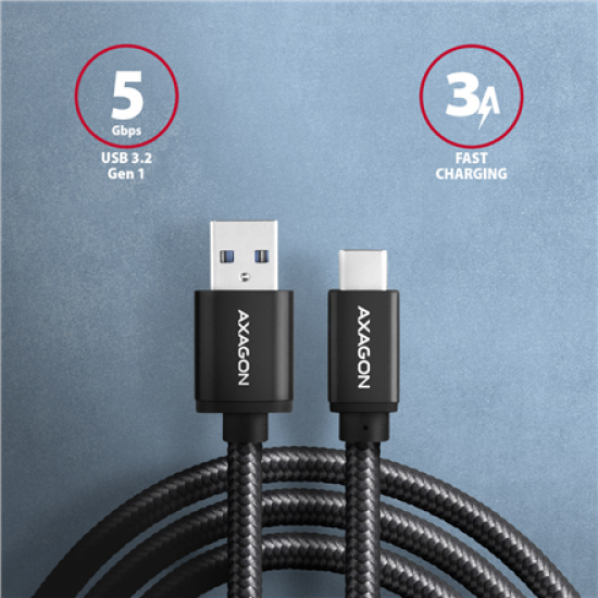 AXAGON Data and charging USB 3.2 Gen 1 cable, 1 m | BUCM3-AM10AB | USB Type A - USB Type C