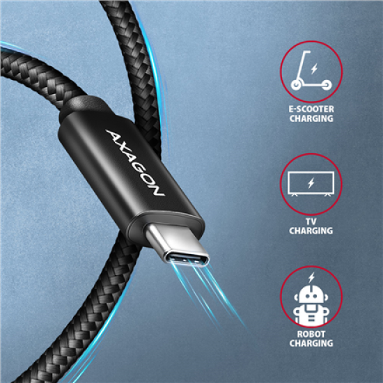 AXAGON Data and charging USB4 Gen 3x2 cable, 1 m | BUCM3-CM15AB | USB Type C - USB Type C