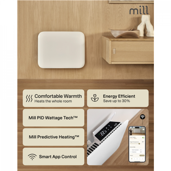 Mill Invisible Smart WiFi Heater | PA400WIFI4 | Panel Heater | 400 W | Suitable for rooms up to 4-6 m² | White | IPX4