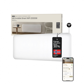 Mill Invisible Smart WiFi Heater | PA2000WIFI4 | Panel Heater | 2000 W | Suitable for rooms up to 24-28 m² | White | IPX4