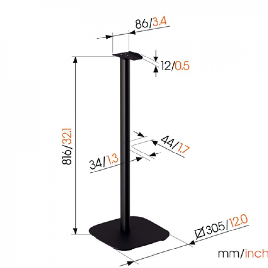 Vogels Floor stand | SFS 4133 Sonos speaker stand for Era 300 | Maximum weight (capacity) 4.5 kg | Black